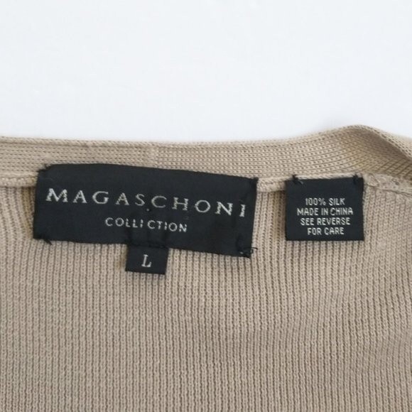 Magaschoni Collection Tan Silk Cardigan Size Large - Picture 6 of 9